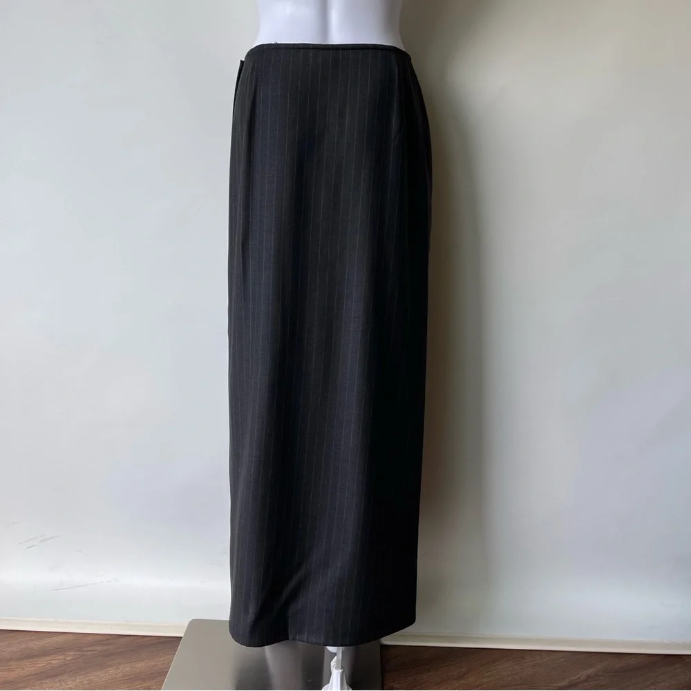 Lafayette 148 A-line Black Midi Skirt Sz 4 Wool
